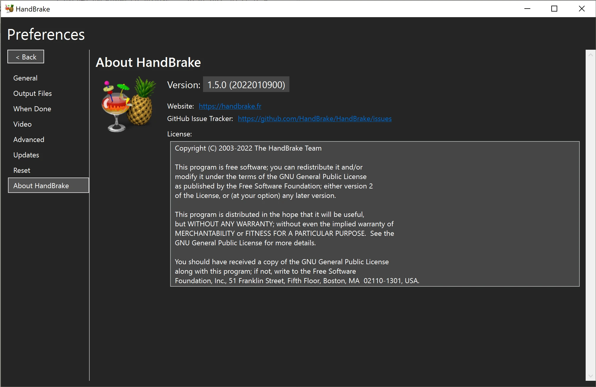HandBrake 1.5.0 dark HandBrake 1.5.0 dark